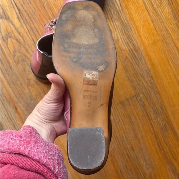 “Maeve” Pink and Black Two Tone Leather Ankle Boots, Booties - Picture 6 of 7